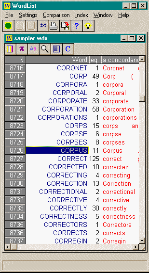 WordList Index